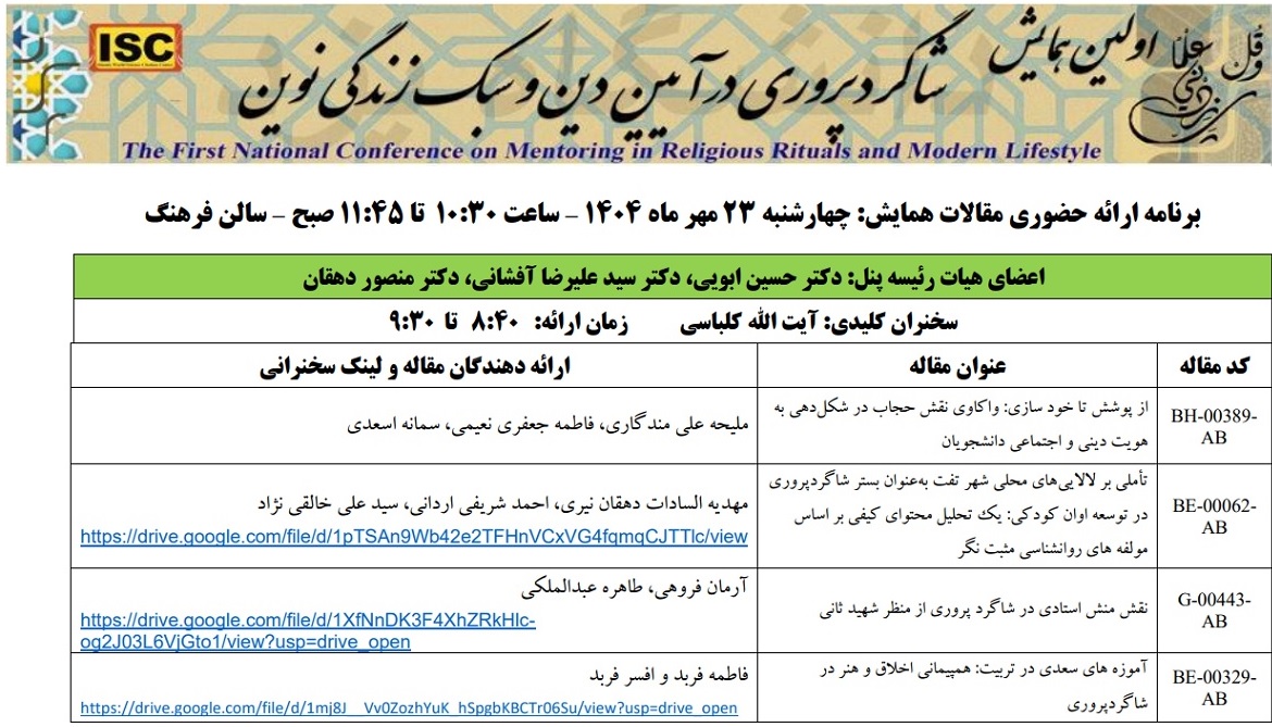 لینک سخنرانی های همایش